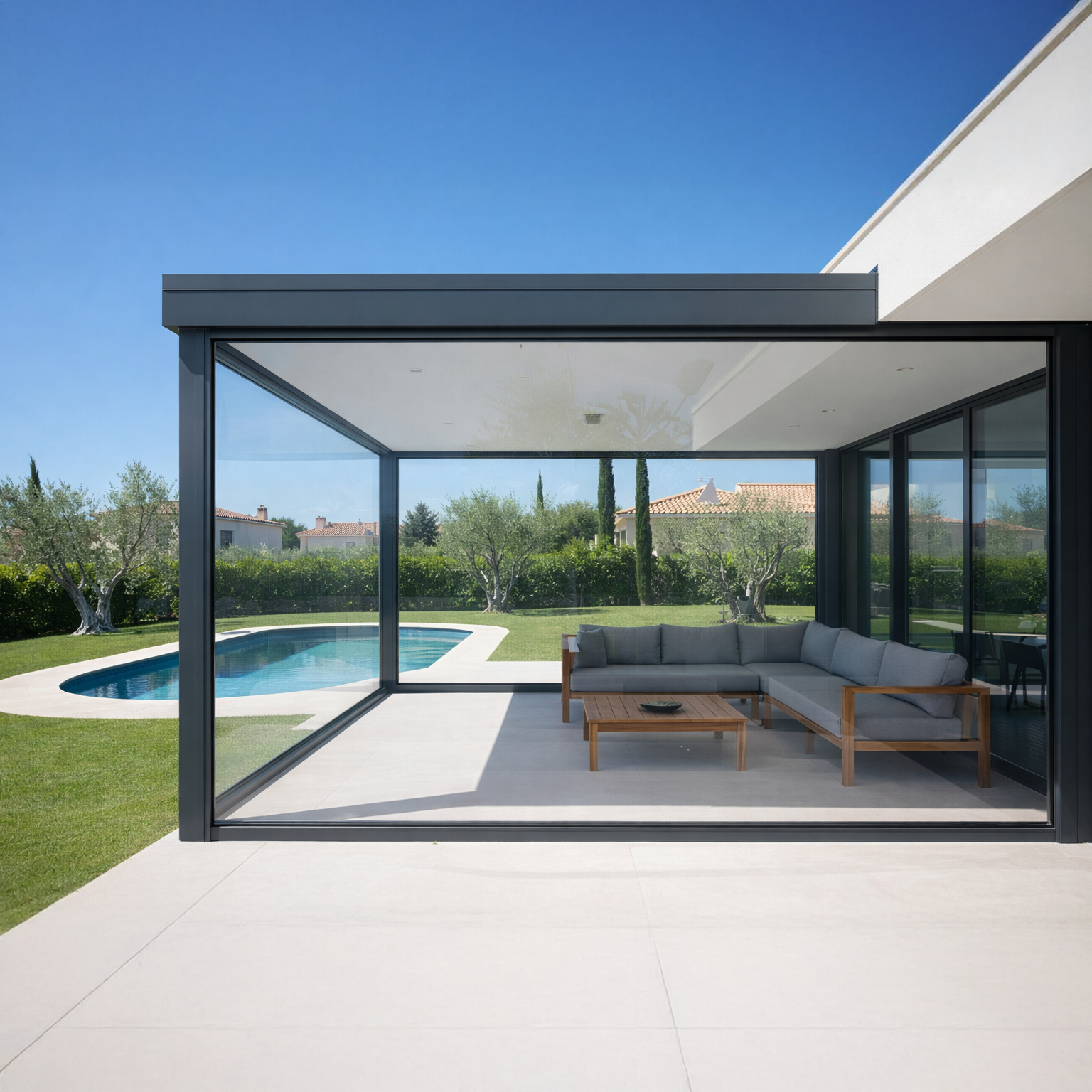store transparent pour fermer une pergola